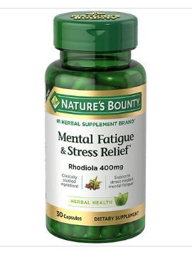 Nature&#39;s Bounty, Mental Fatigue &amp; Stress Relief, 400 Mg, 30 Capsules-Retail-$ 21.99