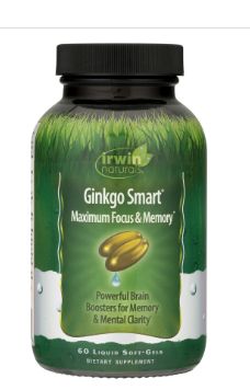Irwin Naturals, Ginkgo Smart®, Maximum Focus &amp; Memory, 60 Liquid Soft-Gels-Retail-$ 16.99