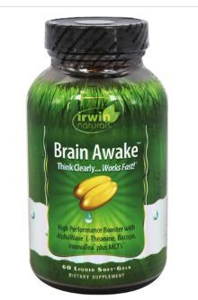 Irwin Naturals Brain Awake Plus BioPerine Softgels, 60 CT-Retail-$ 19.99