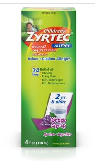 Zyrtec Children&#39;s Allergy Relief Liquid, Grape, 4 OZ-Retail-$ 13.49