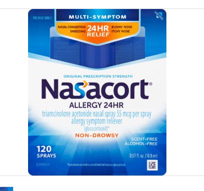 Nasacort 24HR Non-Drowsy Multi-Symptom Allergy Nasal Sprary, 120 Sprays-Retail-$ 19.99
