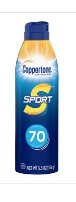 Coppertone SPORT Sunscreen Spray Broad  SPF 70, 5.5 OZ - Retail $13.49