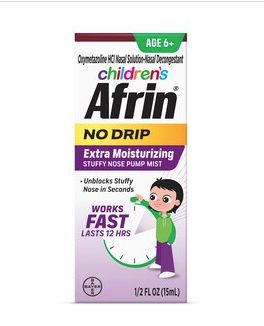 Afrin Children&#39;s 12HR No Drip Extra Moisturizing Nasal Spray, 0.5 OZ-Retail-$ 12.49