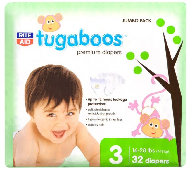 Rite Aid Tugaboos Diapers, Premium, Size 3 - 32 Ct