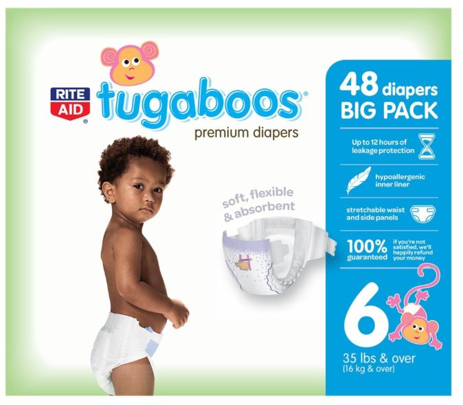 Rite Aid Tugaboos Premium Diapers, Big Pack, Size 6 - 48 Ct