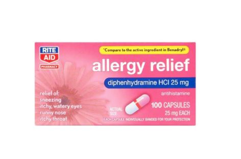 Rite Aid Allergy Relief Capsules, 25mg - 100 Ct-Retail-$ 13.49