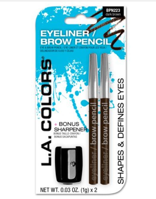 L.a. Colors 2-Piece Eyeliner/Brow Pencil with Sharpener Dark Brown, Retail$1.49