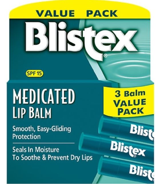 Blistex Medicated SPF 15 Lip Balm, 3 CT - Retail $3.94