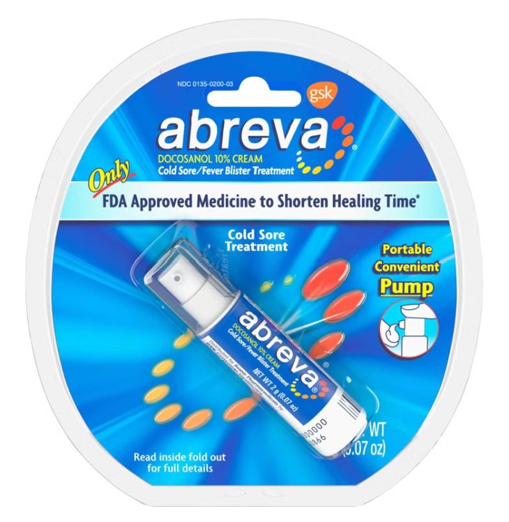 Abreva Docosanol 10% Cream Cold Sore/Fever Blister Treatment Pump - 0.07oz - Retail $18.99