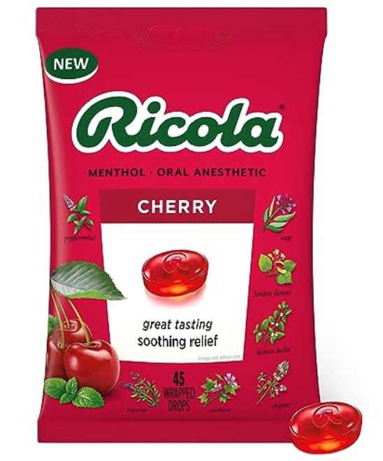 Ricola Cherry Throat Drops - Delicious Throat Refreshment - 45ct - Retail $7.99
