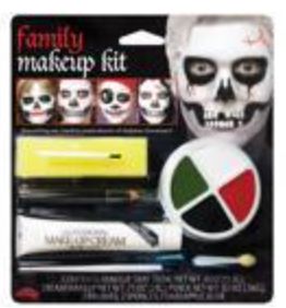 Fun World Family Skeleton Skulls Complete Halloween 7pc Makeup Kit White Black - Retail $12.99