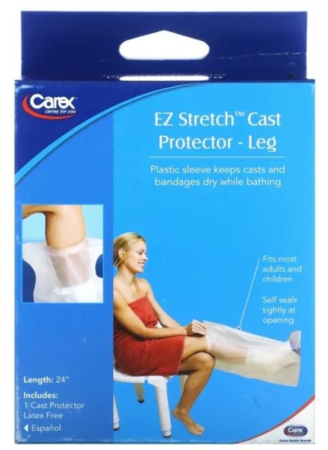 Carex EZ Stretch Cast Protector Leg Latex-Free Fits Most Adults+Kids 10z - Retail $10.54