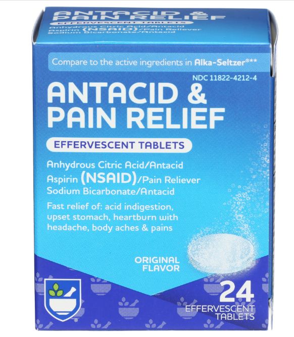 Rite Aid Pain and Antacid Effervescent Tablets - Original, 24 Ct - Retail $4.69