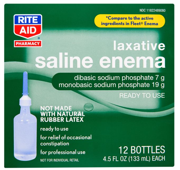 Rite Aid Pharmacy Saline Enema, Laxative, 12 - 4.5 Fl Oz (133 Ml) Bottles - Retail $12.99