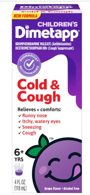 Children&#39;s Dimetapp Cough &amp; Cold Relief Liquid - Dextromethorphan - Grape - 4 Fl Oz - Retail $9.69