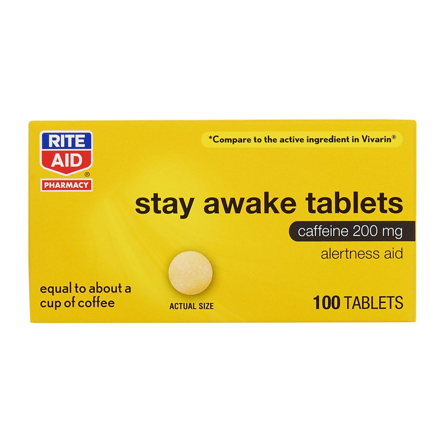 Rite Aid Stay Awake Caffeine - 200mg, 100 Ct - Retail $7.79