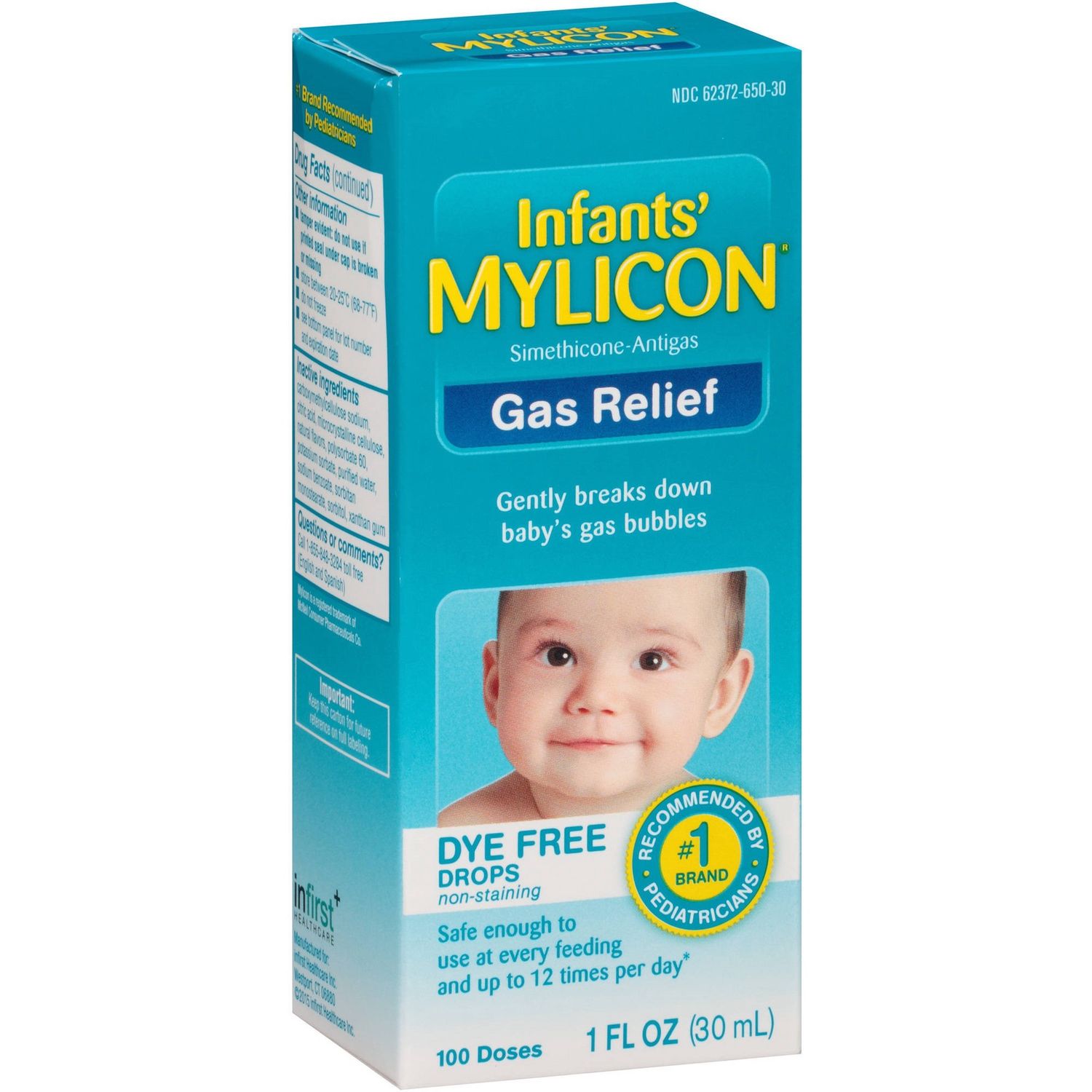 Mylicon Infant Gas Relief Colic Dye Free Drops - 1 Fl Oz - Retail $10.99