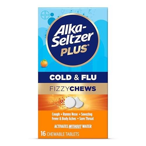 Alka-seltzer Plus Cold &amp; Flu FizzyChews, No Water Needed, on the Go Cold and Flu Chewable Tablets, Cold Medicine for Adults, for Flu Relief &amp; Cold Rel - Retail $10.47