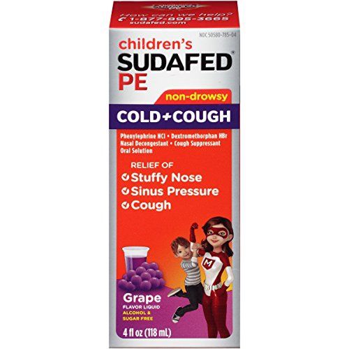 Children's Sudafed PE Cold+Cough Grape Flavor Liquid, 4 Fl. Oz - Retail $9.02