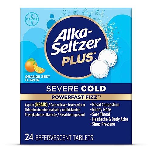 Alka-Seltzer Plus Severe Cold PowerFast Fizz Effervescent Tablet, Orange Zest, 24 CT - Retail $15.99