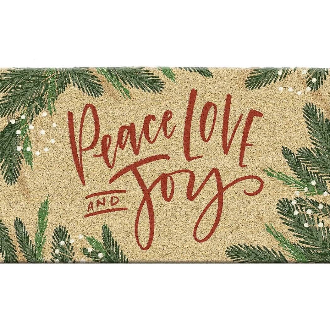 Design Imports Peace Love and Joy Coir Doormat, Retail $42.99