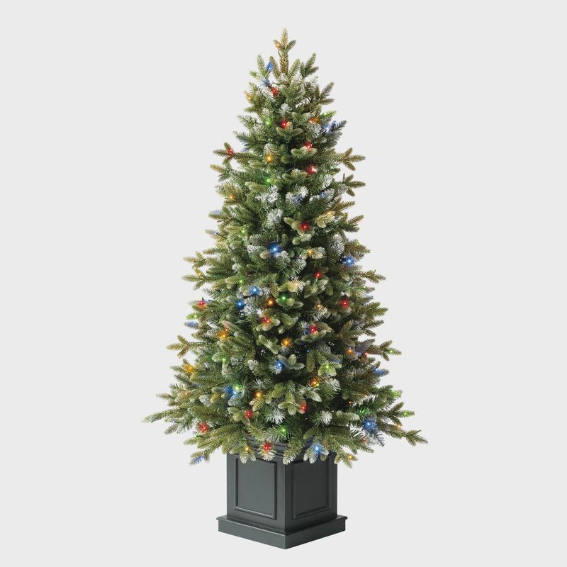4.5 ft Pre-Lit Potted Aspen Artificial Christmas Tree, Color-Changing Radiant Micro LED Lights - $169.99