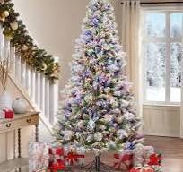7.5 ft Pre-Lit Flocked Glitter Artificial Christmas Tree, 1,150 Color-Changing Radiant Micro LED Lights - $399.97