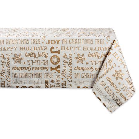 Design Imports Christmas Collage Tablecloth 60&quot; X 84&quot; - Gold - Retail $32.99