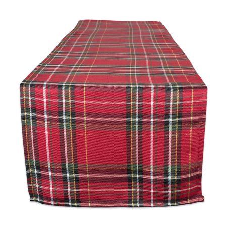 Design Imports Holiday Metallic Plaid Table Runner - Red - Retail $21.99