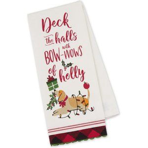 Design Imports Bowows of Holly Embellished Dish Towel - Retail $9.99
