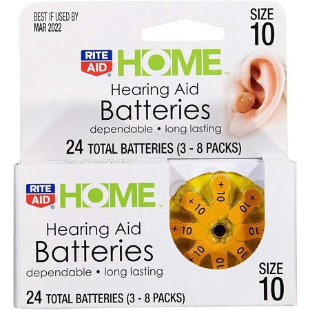 Rite Aid Home Hearing Aid Size 10 Batteries - 24 Ct - Retail $21.99