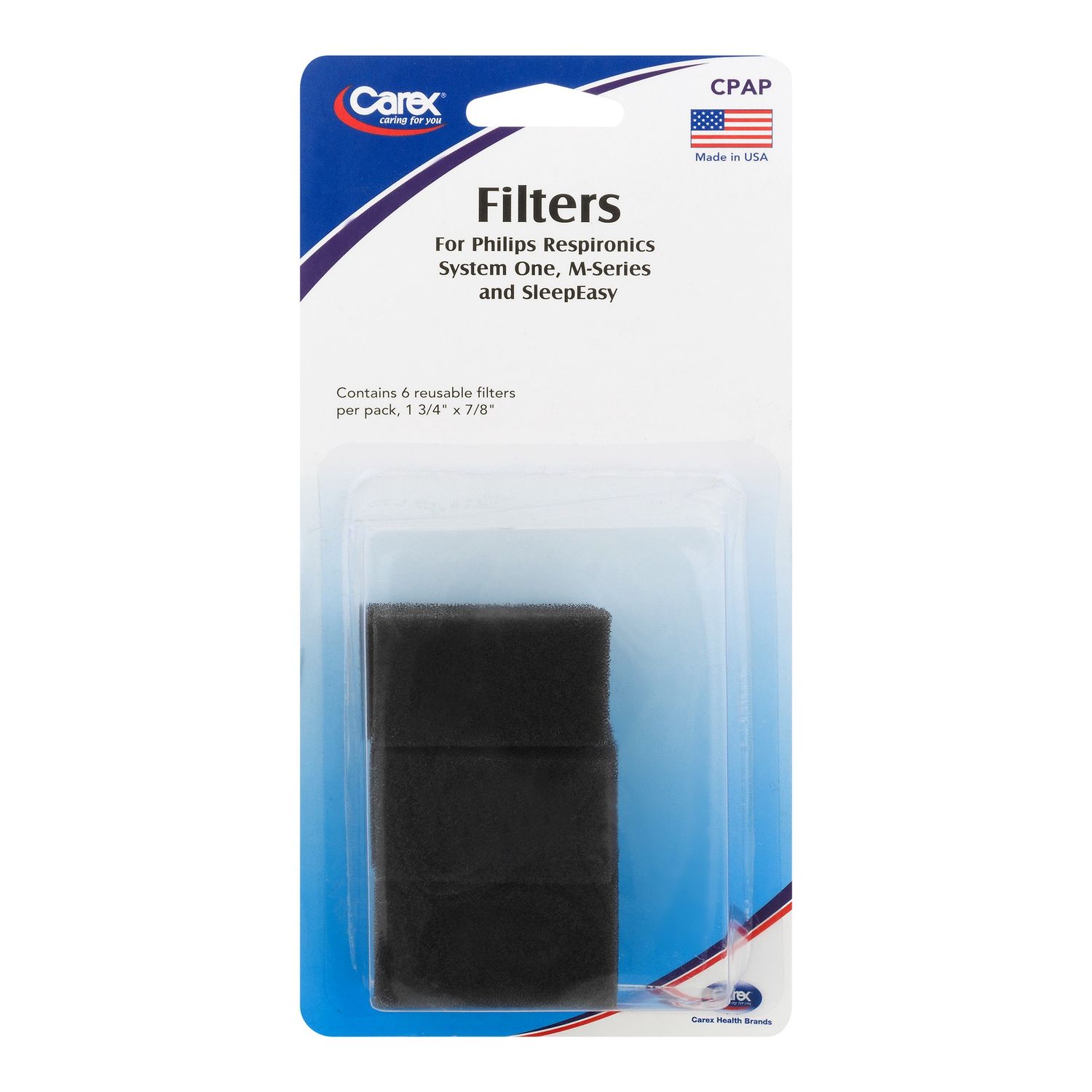 Carex CPAP Filters for Philips Respironics, System One, M-Series &amp; SleepEasy, Reusable - 6 Ct - Retail $6.99