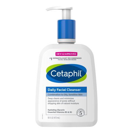 Cetaphil Daily Facial Cleanser for Sensitive, Combination to Oily Skin, 16 OZ - Retail $14.99