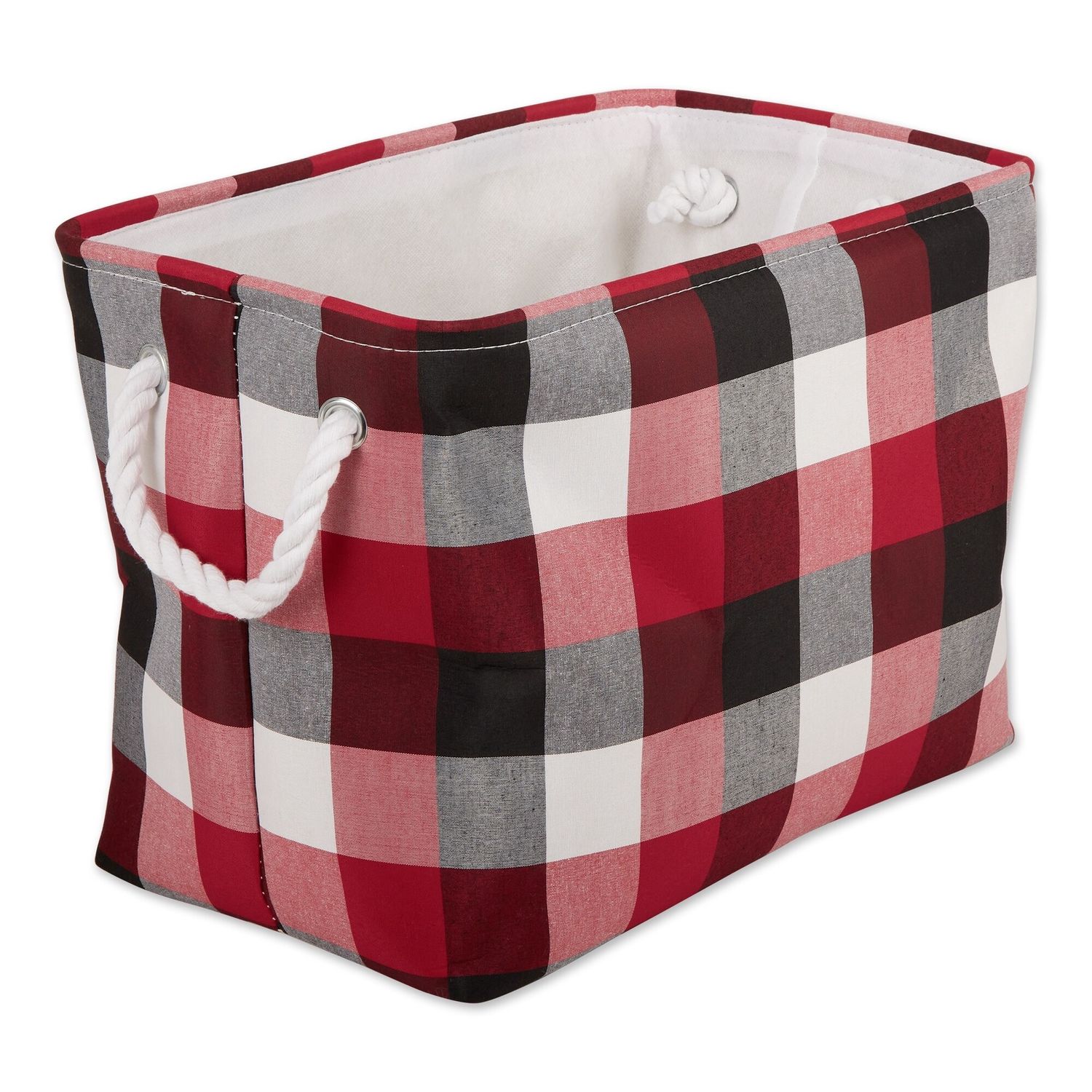 DII Buffalo Check Storage Bin with Handles Medium Rectangle 16x10x12 Tri Color Red - Retail $19.99