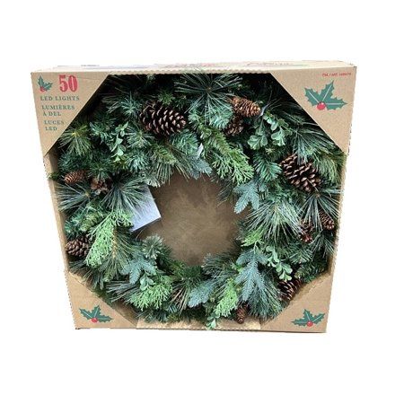 32 Greenery Wreath with 50 Dual Color Lights - No Lights