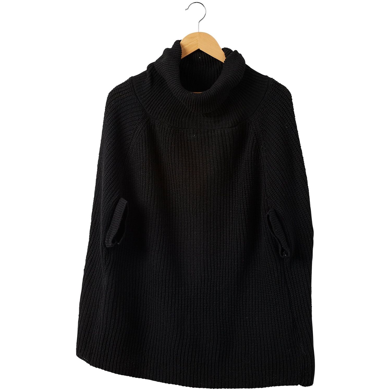 5.5&#39; Jet Black Victoria Knit Poncho , Retail $51.82