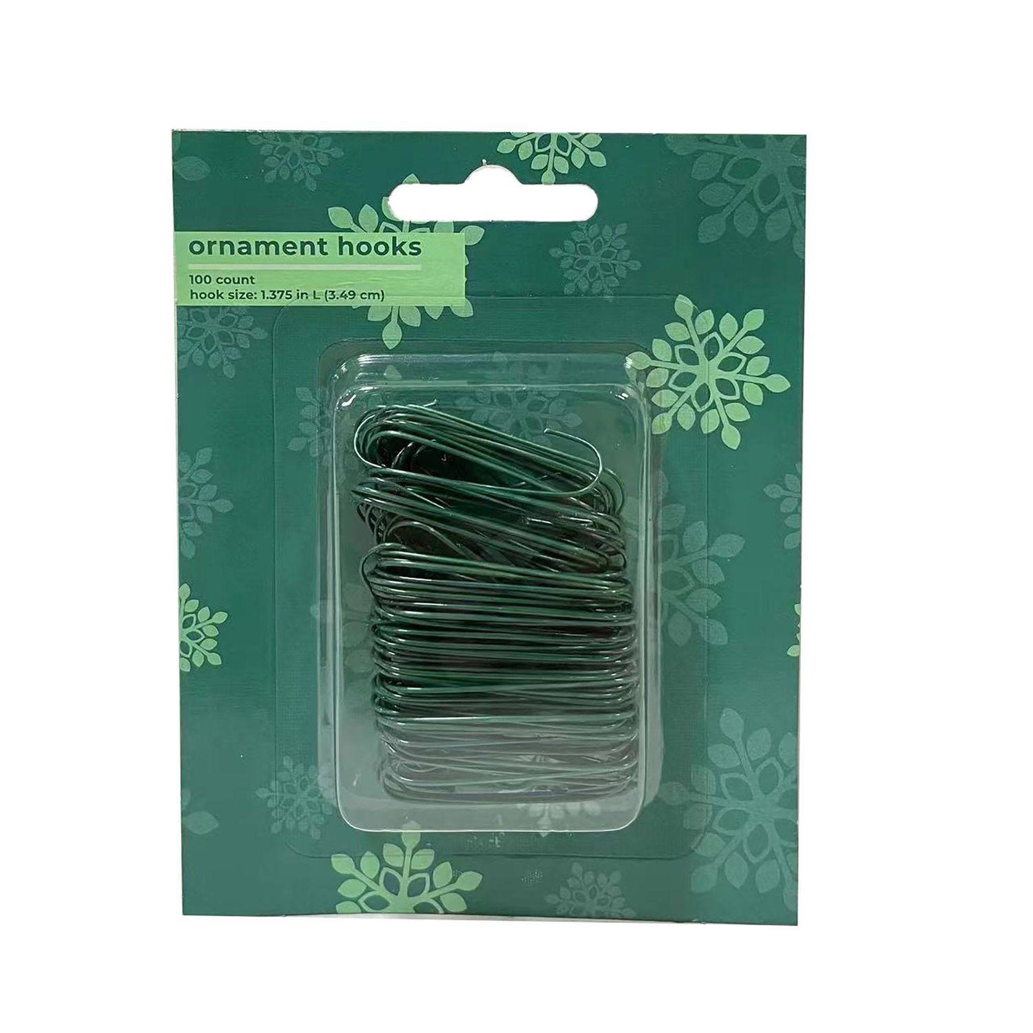 Ornaments Hooks - Green, 100 Ct - Retail $1.99