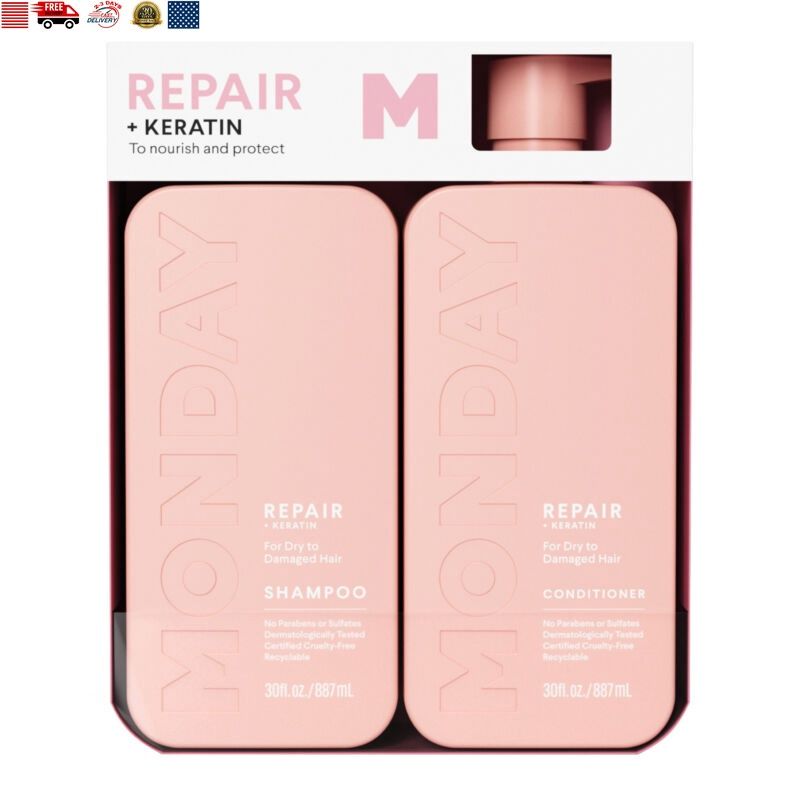 Monday Repair + Keratin Shampoo &amp; Conditioner 30 Fl. Oz 2 Count - Retail $41.99