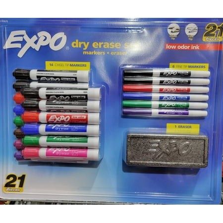 Expo Dry Erase Set 21 Pieces 14 Chisel Tip 6 Fine Tip and 1 Eraser - Retail $24.44