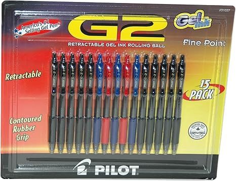 G2 Pilot Retractable Gel Ink Rolling Ball Pens, 15-Pack