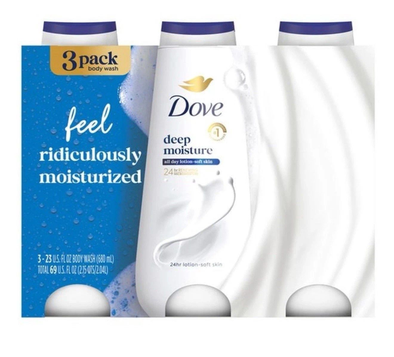 Dove Deep Moisture Body Wash, 23 Fl Oz, 3-Pack - Retail $17.99