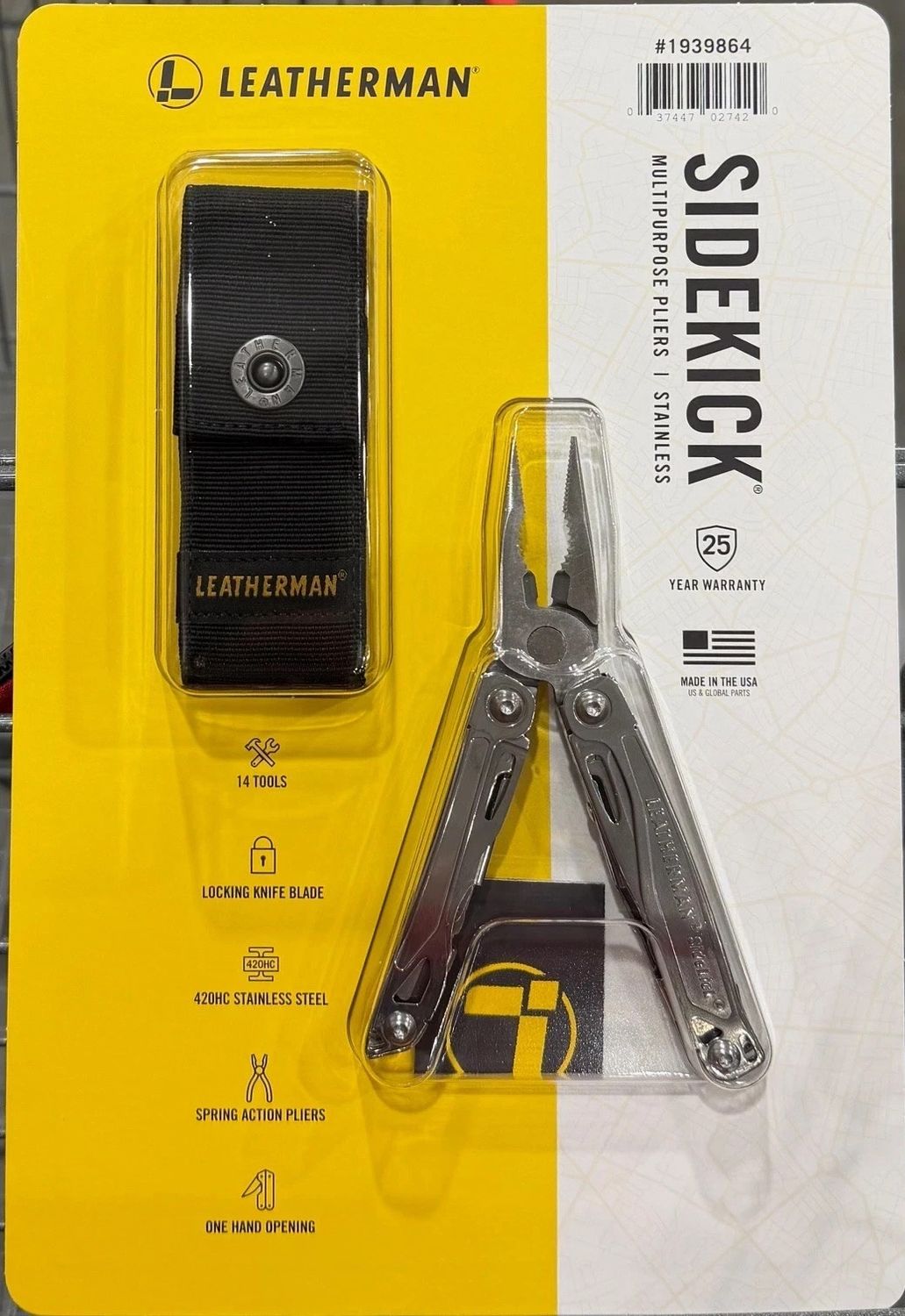 Leatherman Sidekick Multi-Purpose 14 Tools with Nylon Sheath, Stainless Steel - Retail  $49.99