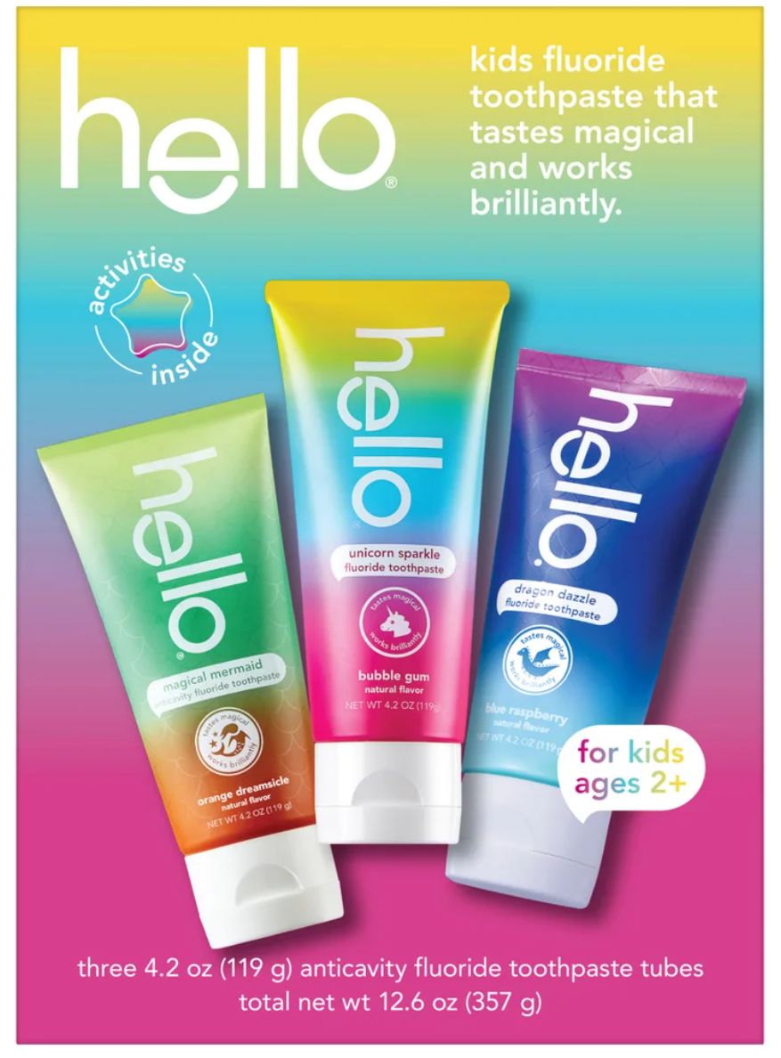 hello Kids Toothpaste Fluoride, 4.2 oz Variety, 3-pack - Retail $11.99