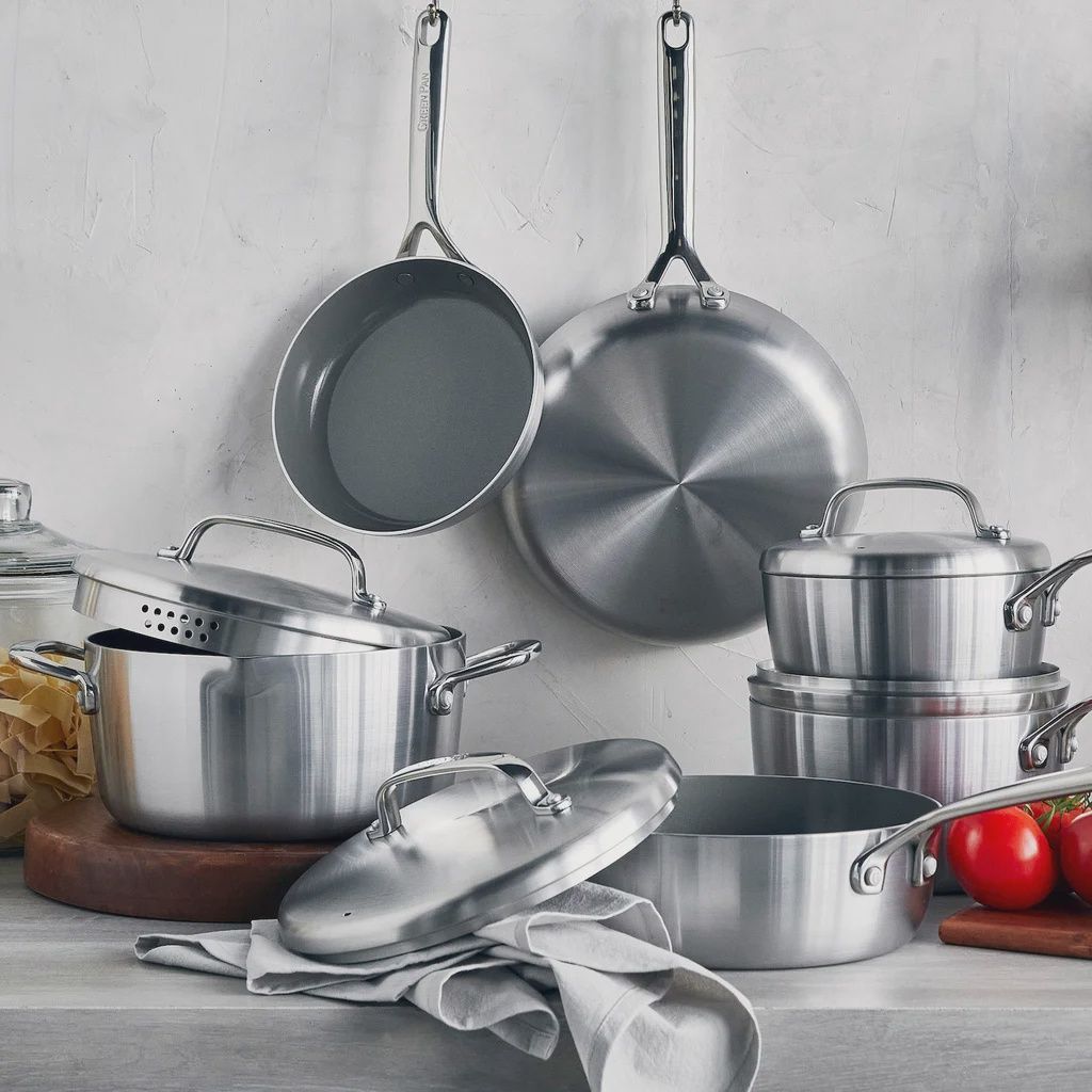 GreenPan GP5 Ceramic Non-Stick Stainless Steel 10-piece Cookware Set - RETAIL - $1,142