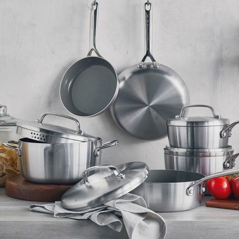GreenPan GP5 Ceramic Non-Stick Stainless Steel 10-piece Cookware Set - RETAIL - $1,142