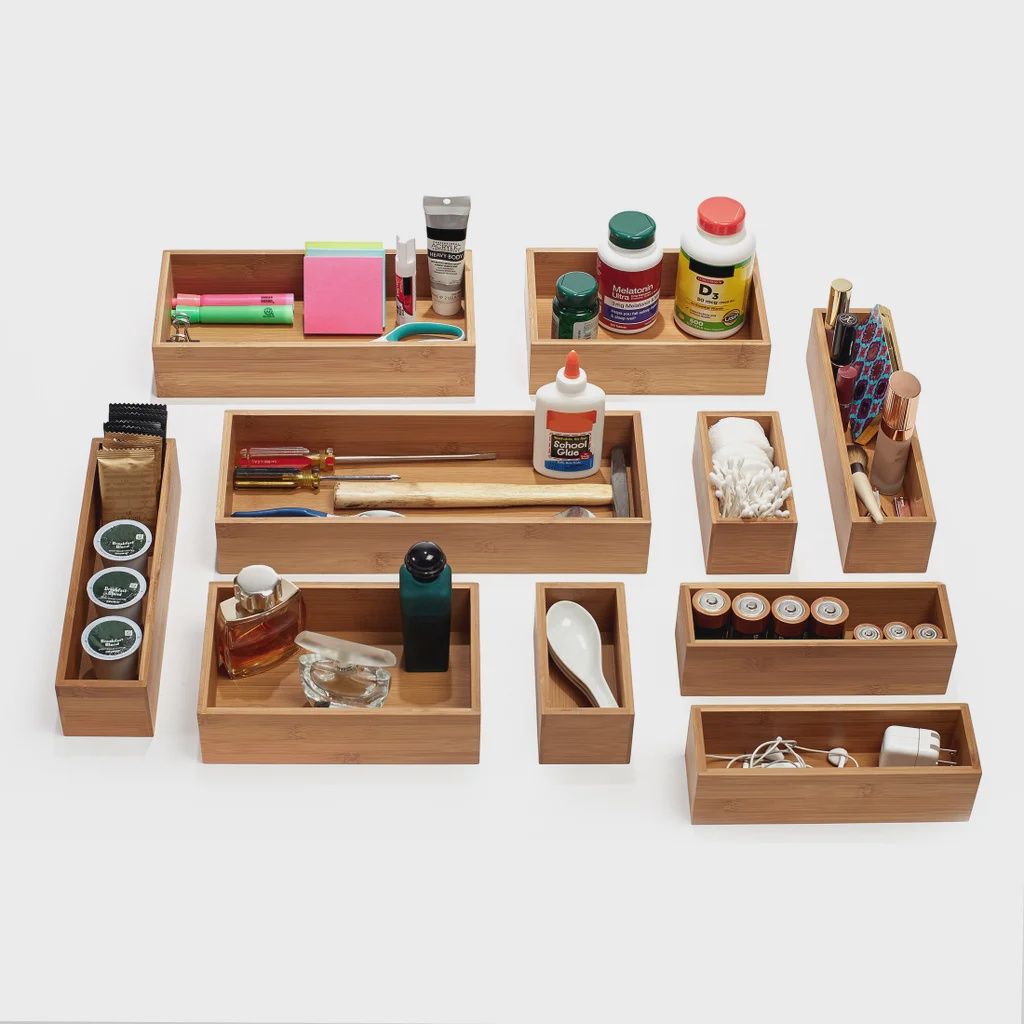 Seville Classics 10-piece Bamboo Storage Box Organizer Set - RETAIL - $34.99