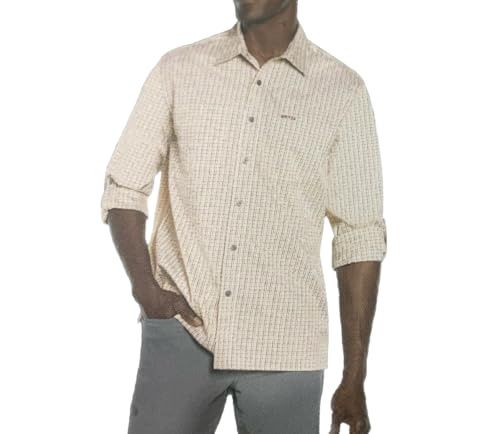 Orvis Men&#39;s UPF 30+ Quick Dry Long Sleeve Button up Tech Shirt with Roll Tab Sleeves (US, Alpha, Medium, Regular, Regular, Orange) - Retail $25.99