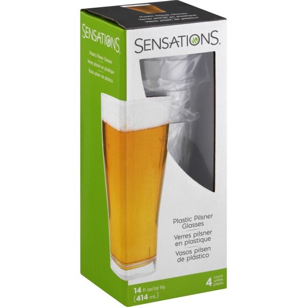 Creative Converting Clear Pilsner Beer Glasss 14 Oz 4 Ct - Retail $8.41