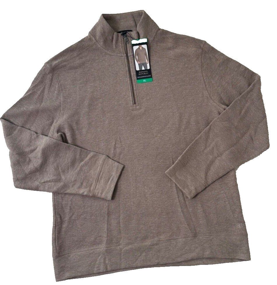 Banana Republic Men S Waffle Quarter Zip Pullover Tan Size XL - Retail $24.99