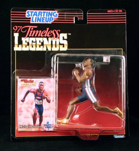 MICHAEL JOHNSON / USA OLYMPIC TRACK and FIELD * 1997 TIMELESS LEGENDS Kenner Starting Lineup &amp; Exclusive Collector Trading Card